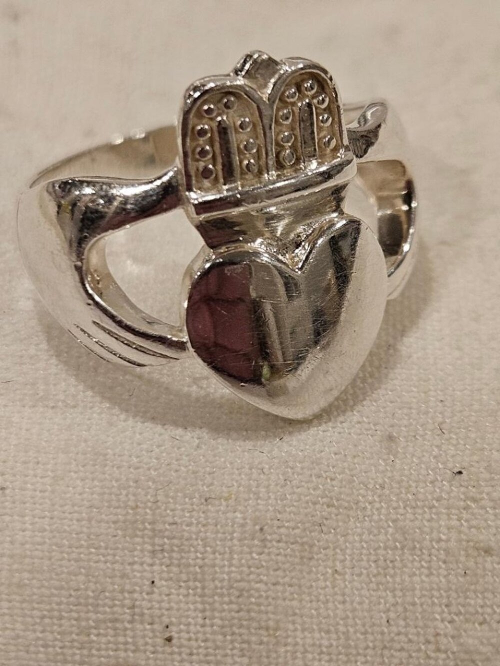 Vintage Solid 925 Sterling Silver Claddagh Ring • 4.2g • Sz 7.5